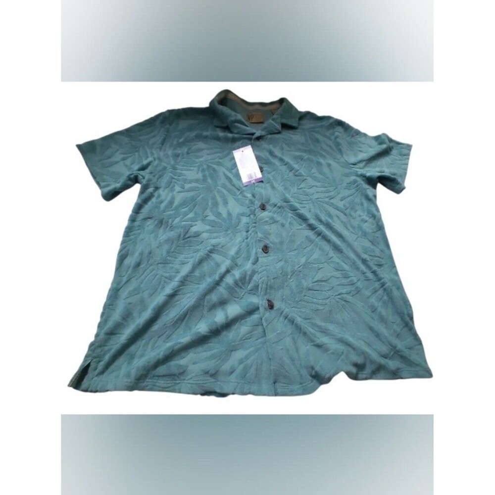WP Weatherproof Men’s Aqua Short-Sleeve Button-Up Shirt TEXTURED  NEW XXL Terry